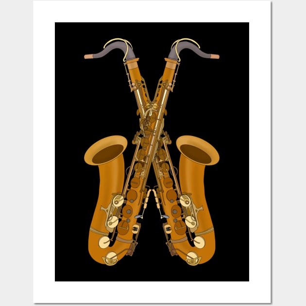 Saxophones Forming an X Wall Art by DiegoCarvalho